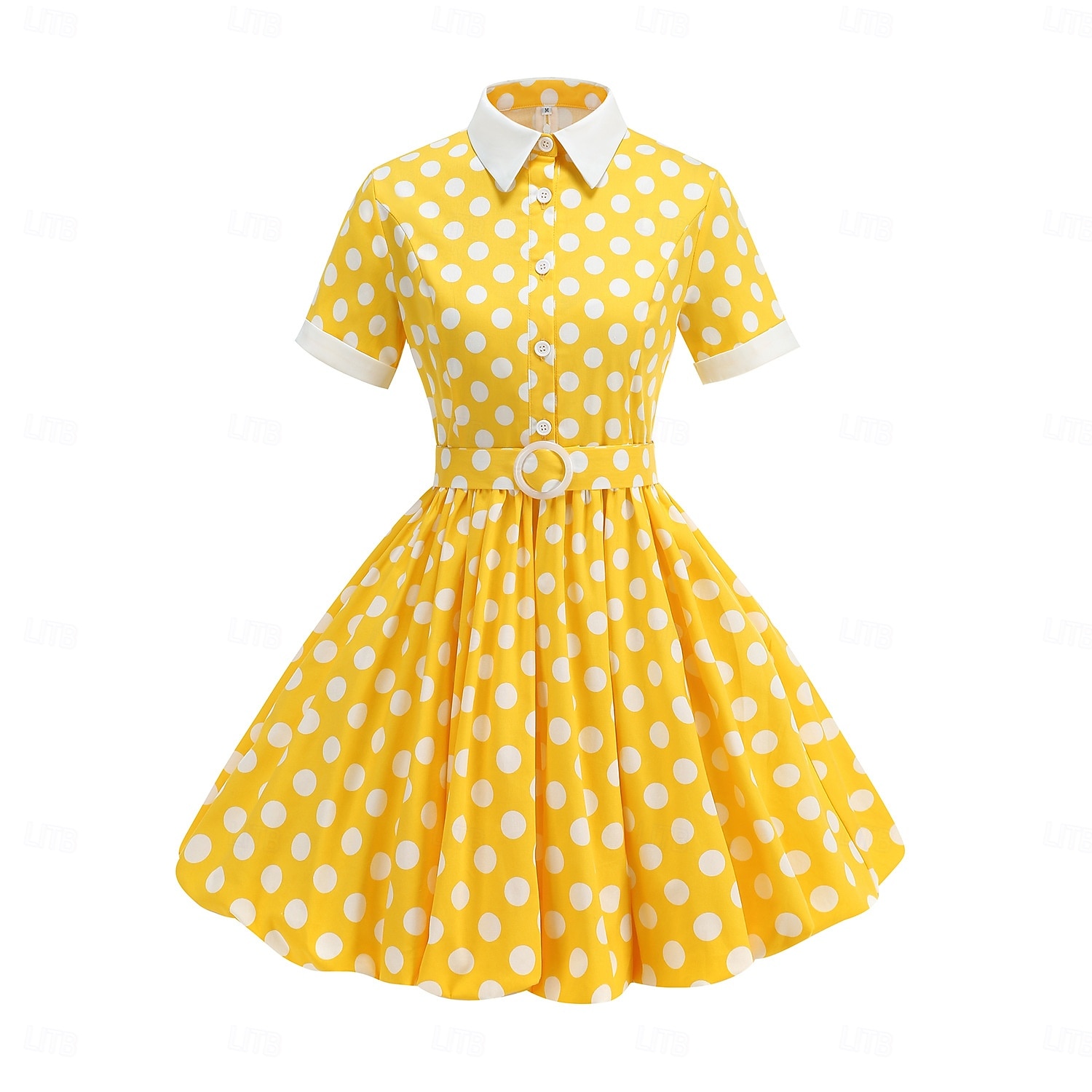 1950er Retro Vintage Rockabilly Knielang Swing-Kleid Ausgestelltes Kleid Kurze Ärmel Tupfen Tailliert und ausgestellt Kostüm Mädchen Karneval Valentinstag Lässig Heimkehr Retro-Mottoparty Kinder Kleid 2026 - $65.99 –P1