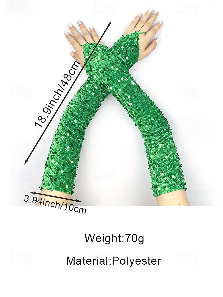 Женские полиэстеровые перчатки с пайетками на пальцах и рукавах, комплект из 2 пар, различные цвета, идеально подходят для Дня Святого Патрика и вечеринок, блестящие и стильные. 2026 - $18.99 –P8