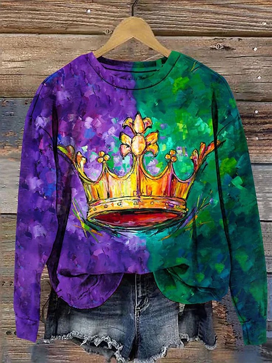 Pulover pentru femei Carnaval Grafic Casual cu Mâneci Lungi Gât Rotund Bluză Regulară U street Dailywear Galben Mov Verde Primăvara Toamna Iarnă 2026 - $28.99 –P3