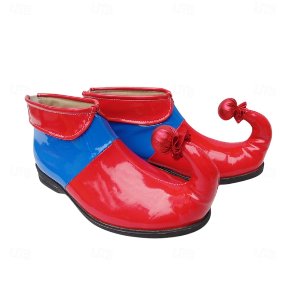 Zapatos de payaso a rayas de Mardi Gras para hombres rojos y amarillos punta puntiaguda con tacón curvado divertido ajuste cómodo perfectos para carnaval y disfraces de payaso 2026 - $64.99 –P11