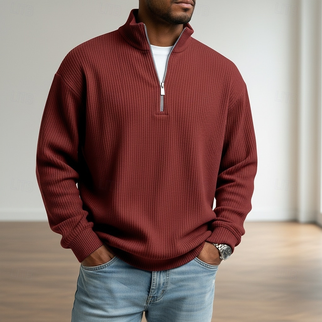 Per uomo Camicia di Velluto a Coste Maglietta Manica Lunga Zip a un quarto Autunno Primavera & Autunno Tinta unica Moda Moderno Casual Con zip Caldo Casuale All'aperto Casual Nero Blu scuro Grigio del 2026 a $25.99 –P8