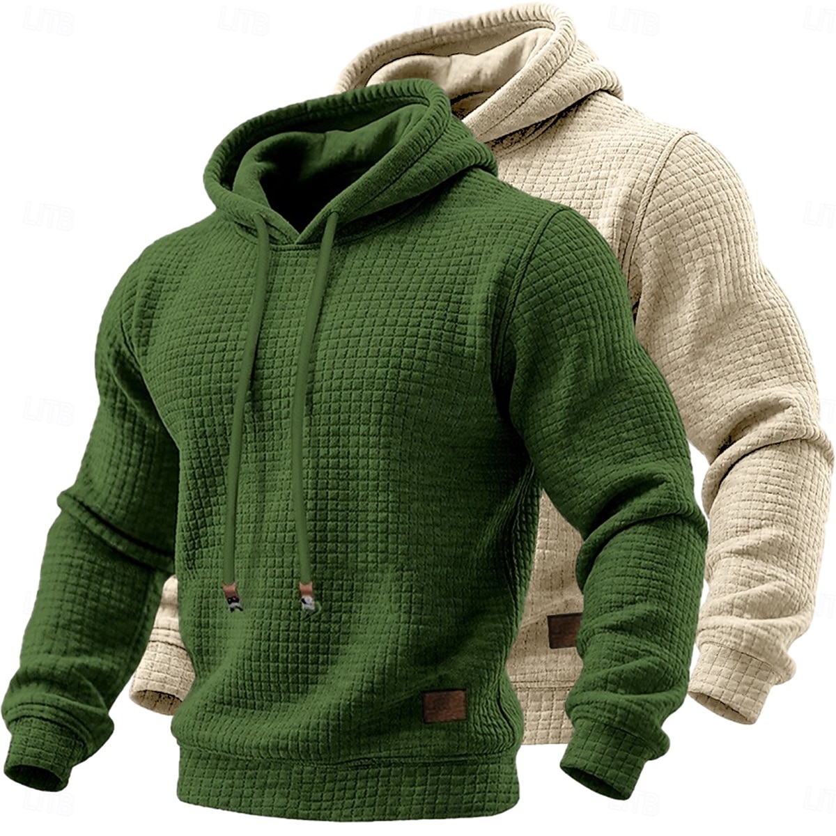 Hombre Sudadera Sudadera con capucha y diseño de gofres Pull-over Blanco+Gris Oscuro Con Capucha Plano Bolsillo canguro Con Texturas Casual Diario Deporte Ropa de calle Fresco Ropa deportiva Otoño 2026 - $34.99 –P9