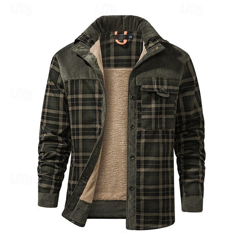 Per uomo Cappotto Invernale Giacca in Pile Giacca Casual Casuale Quotidiano Calore Termico Tasca Bottonato Autunno Inverno Plaid Streetwear Quotidiano Colletto Mao Regolare Rosso Verde scuro Marrone del 2026 a $72.99 –P8