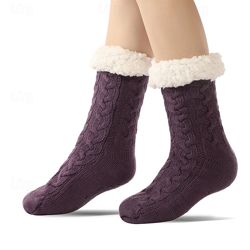 Calcetines de cachemira ultra gruesos para mujer, calcetines de casa suaves y antideslizantes con agarre, calcetines navideños cálidos y acogedores, calcetines de invierno suaves e inherentes. 2026 - $21.99 –P4