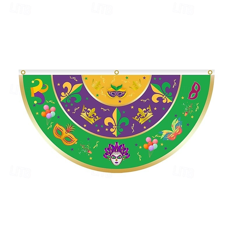 Brazil Carnival Flag, Mardi Gras Half Flag, Carnival Party Decorations, Festive Atmosphere, Colorful Festival Flag for Home, Parade, and Outdoor Event Decor 2026 - $6.99 –P2