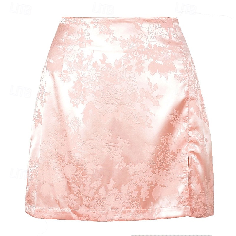 Women's Fashion Casual Mini High Waist Skirts Graphic Split Ends Micro-elastic Daily Street Black Pink Green Summer 2026 - $18.99 –P2