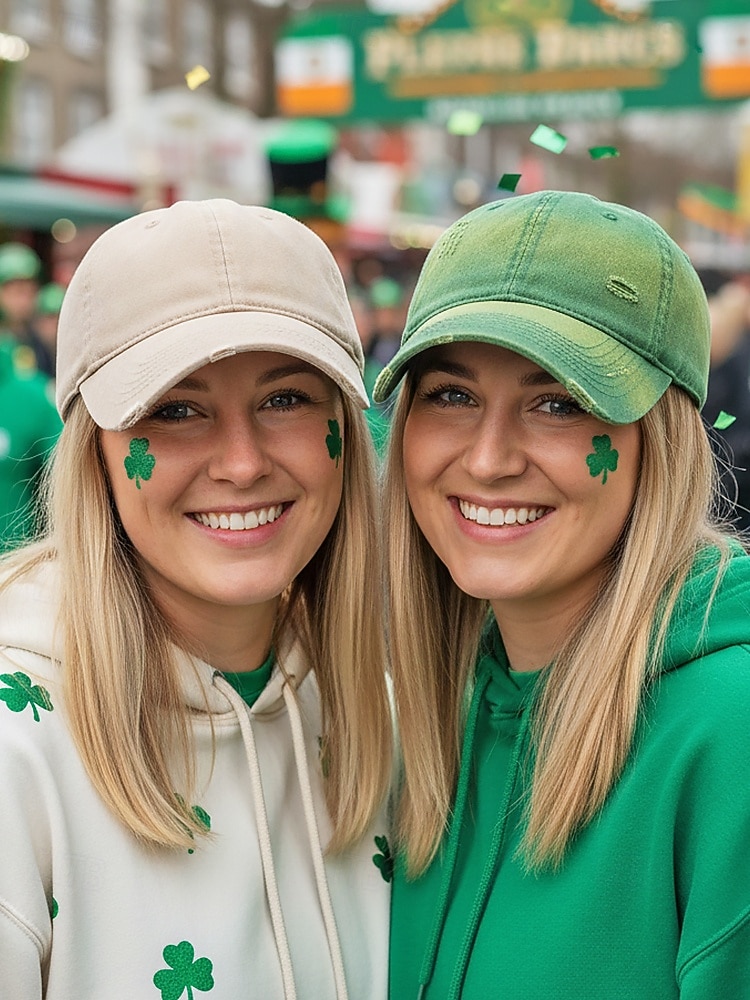 czapka baseballowa z bawełny z gradientem, unisex, ze zniszczonym wzorem, dostępna w wielu kolorach, idealna na dzień św. Patryka i do noszenia na co dzień 2026 - $14.99 –P3