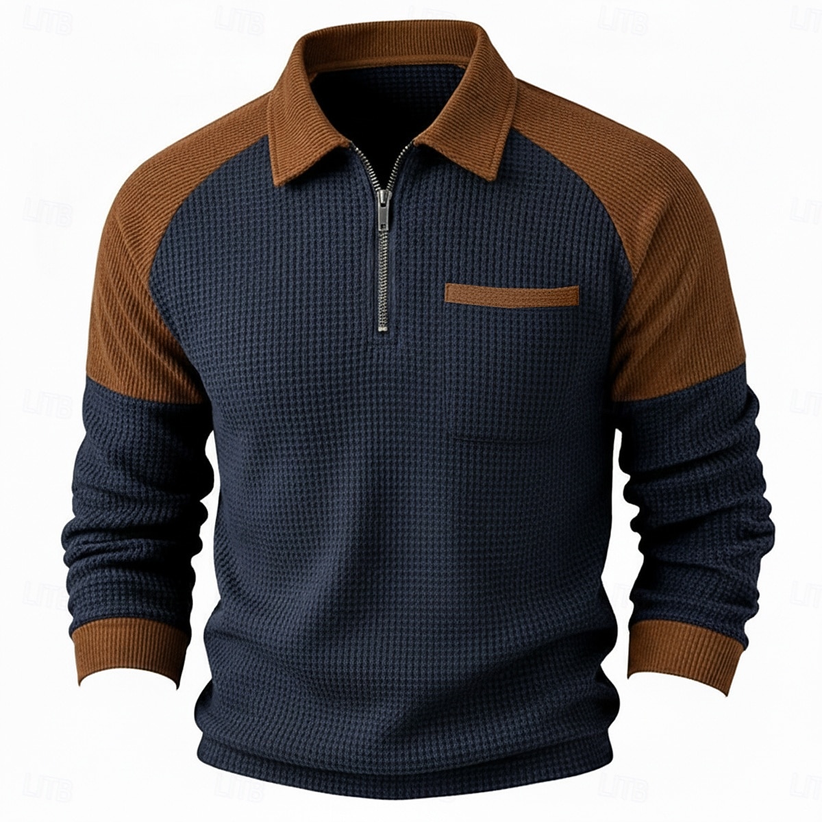 Herre Vaffel T-skjorte T skjorte Vaffel Henley-skjorte Langermet Polokrage Genser Quarter Zip Høst vinter Helfarge Fargeblokk Tradisjonell / vintage Fritid Lapper Fargeblokk Avslappet Hjem utendørs 2026 - $26.99 –P1