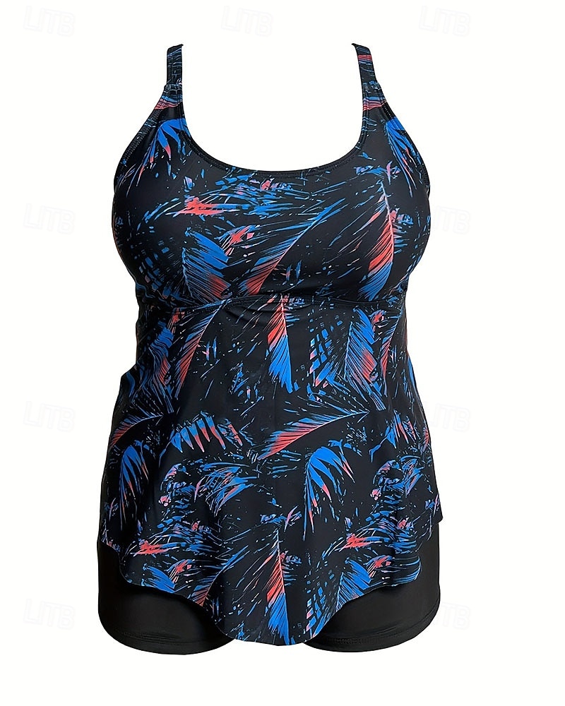 Femmes Maillot de bain 2 Pièces Tankini grande taille Tropical Ultra Léger (UL) Contrôle du ventre Élastique Sans manches Maillot de Bain Surf Plongée en apnée Été de 2026 ? $23.99 –P9