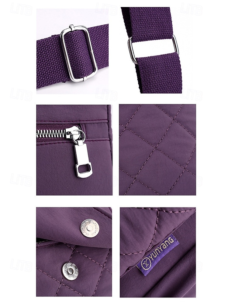 Женская стеганая нейлоновая сумка через плечо с множеством карманов — вместительная водонепроницаемая сумка для путешествий, работы и повседневного использования. 2026 - $26.99 –P12