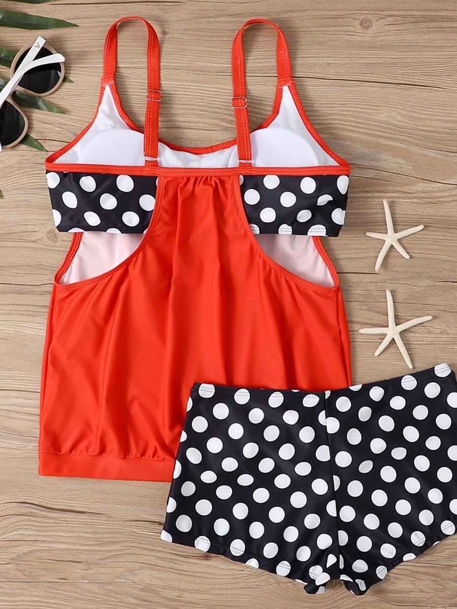 בגד ים טנקיני 2 חלקים לנשים עם חצאיות מחטב בטן מותן גבוהה שקוף בגד ים חופים עם פסים נקודתיים וצווארון U ללא שרוולים 2026 - $33.99 –P6