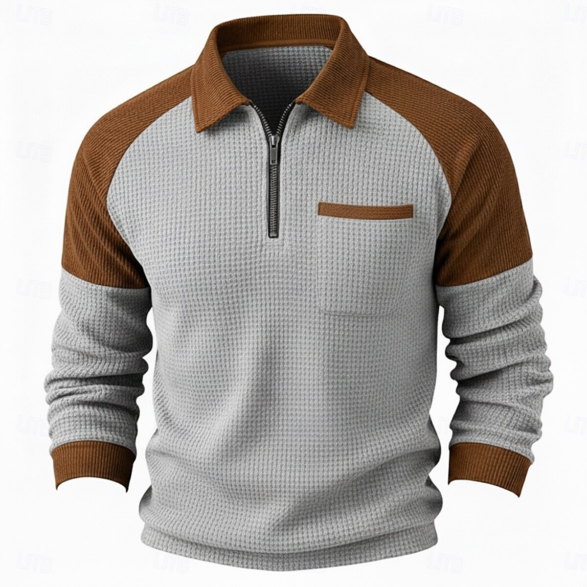 Herre Vaffel T-skjorte T skjorte Vaffel Henley-skjorte Langermet Polokrage Genser Quarter Zip Høst vinter Helfarge Fargeblokk Tradisjonell / vintage Fritid Lapper Fargeblokk Avslappet Hjem utendørs 2026 - $26.99 –P2