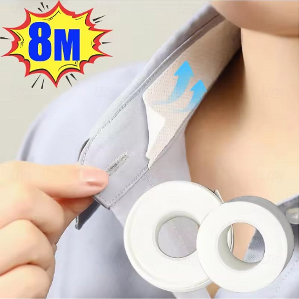 Protetor de gola descartável autoadesivo de 8m para absorção de suor, respirável, ideal para camisetas brancas, golas e chapéus. Adesivo absorvente anti-sujeira para forro de camisa. de 2026 por $9.99 –P1