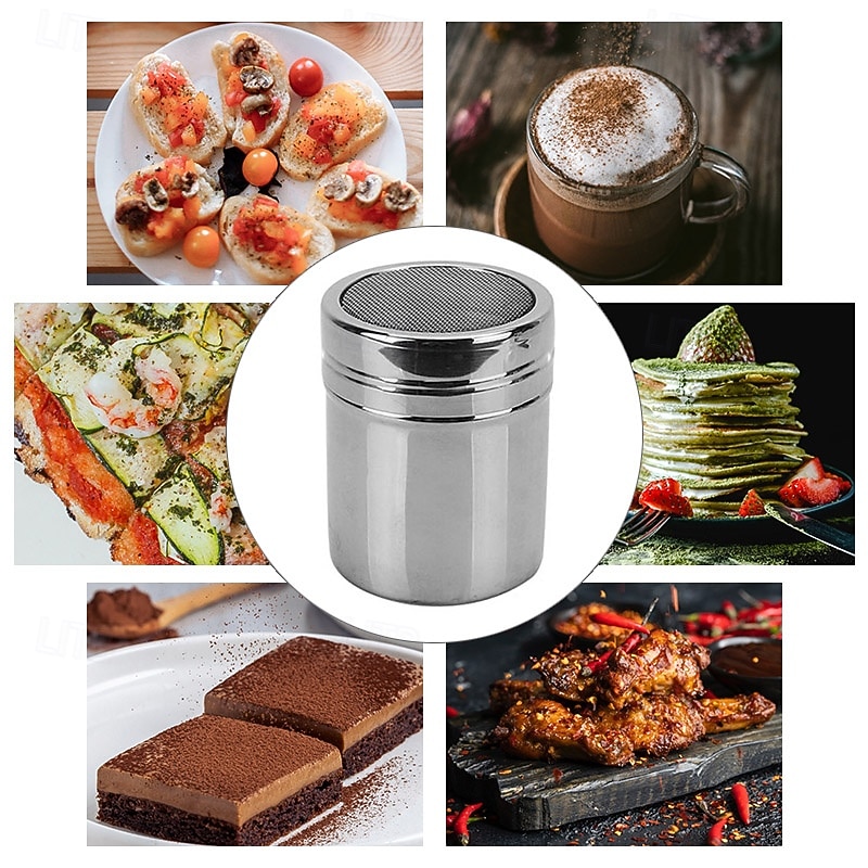 tomusokerisirotin, pölypurkki ruostumattomasta teräksestä, pölypurkki hienosilmäinen jauhepurkki kannella, jauhoannostelija suklaajauheelle, leivontatarvikkeet, keittiötarvikkeet 2026 - $9.99 –P8