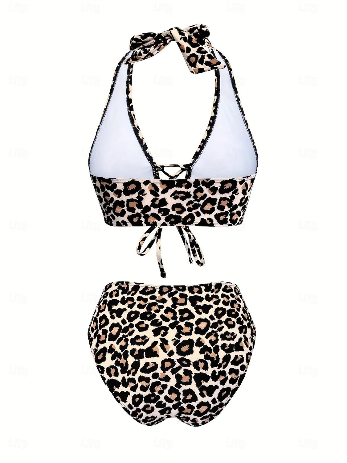 Costume da bagno a due pezzi da donna bikini leopardato culotte sgambate controllo pancia vita alta slim schiena scoperta vacanza mare con grafica scollatura a V senza maniche del 2026 a $31.99 –P4