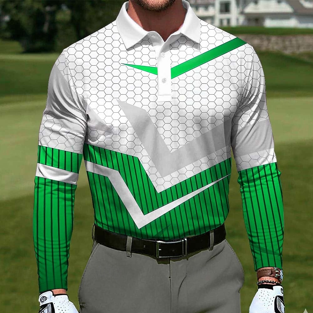 Per uomo Geometrico Golf Polo Sportivi Manica Lunga Magliette polo Bavero Casual All'aperto Athleisure Abbigliamento quotidiano Stampa 3D Bottoni Primavera Autunno Blu Giallo Rosso del 2026 a $22.99 –P2