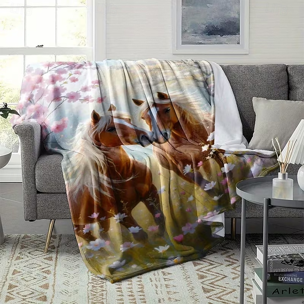 2026年 タペストリー 毛布 フリースブランケット 馬 かわいいスタイル 3D ファンタジー ベッドルーム ソファー ベッドサイド 装飾ブランケット 暖かい毛布 ギフト ホームデコレーション  コレクション – $24.99 –P3