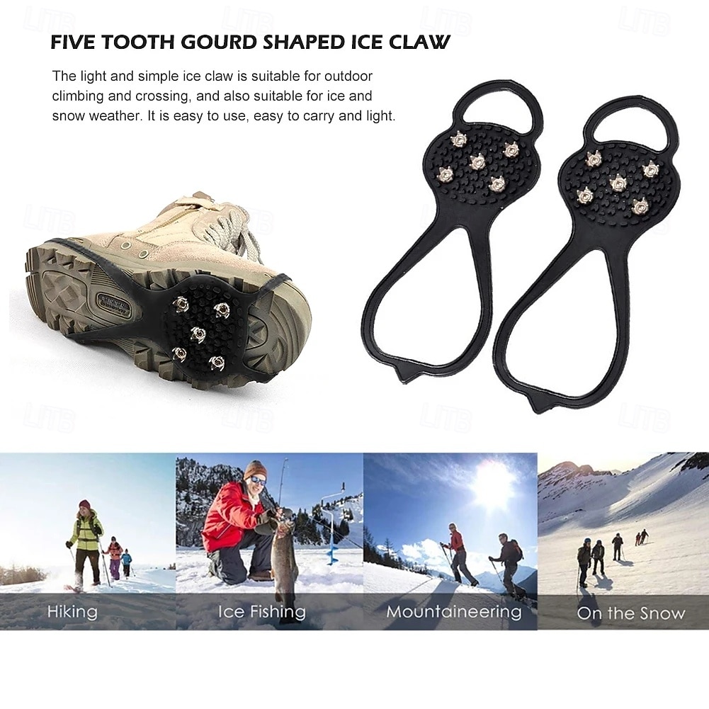 1 Pair 5 Studs Crampons For Snow And Ice Anti-Skid Shoe Spikes Anti-slip Covers For Shoes Climbing Cleats Crampons Strong Grip 2026 - $11.99 –P3