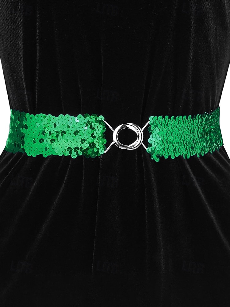 Cinto feminino de lantejoulas, em poliéster elástico, disponível em várias cores, perfeito para o Dia de São Patrício, carnaval e uso diário. de 2026 por $11.99 –P5