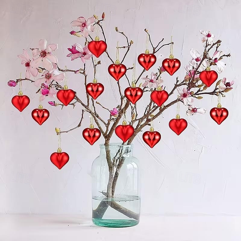 24 Pack Valentine's Day Heart Ornaments, Red and Gold Shiny & Matte Finish, Hanging Heart Decorations for Anniversary, Mother's Day, Christmas Tree Decor 2026 - $15.99 –P5