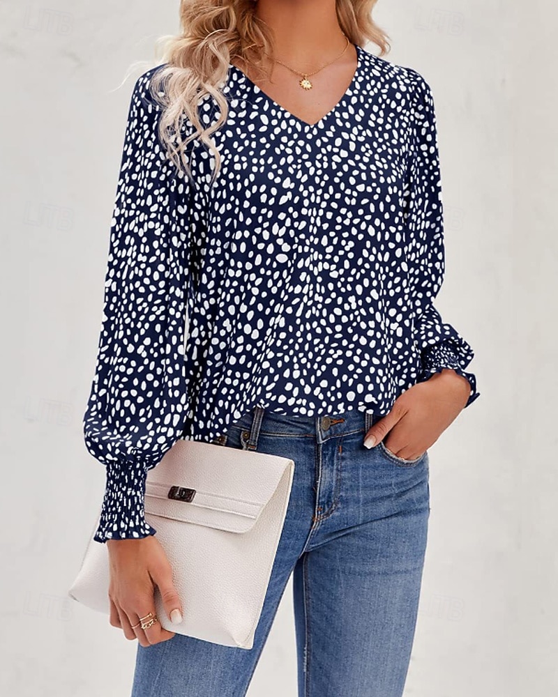 Per donna Maglietta Stampato Floreale Casual Manica Lunga Scollo a V Top Regolari Quotidiano Uscire Weekend Nero Rosa Vino Blu marino Verde Primavera Autunno del 2026 a $26.99 –P1