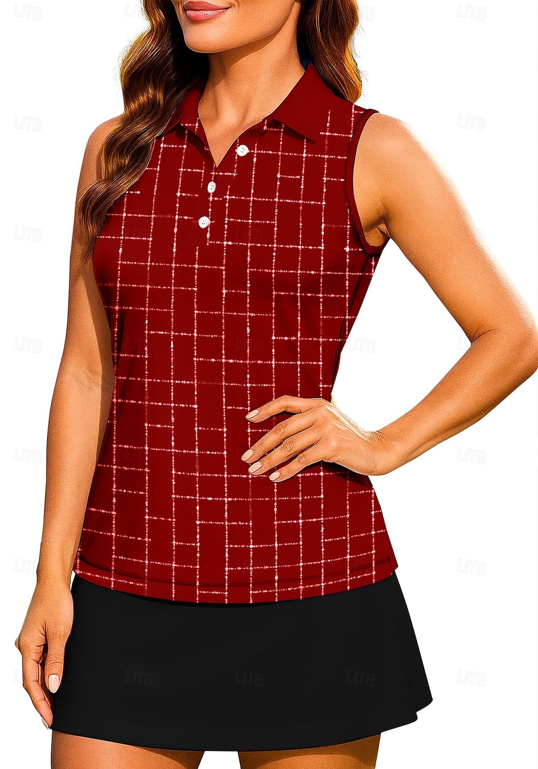 Damen Geometrisch Farbblock Kariert Karo Workout-Tanktop Shirt Sporthemd Golf-Poloshirt Ärmellos Sportlich UPF50+ UV-beständig Trainer Tanzen UV Schutz Pilates Cheerleader-Kostüme Volleyball 2026 - $18.99 –P5