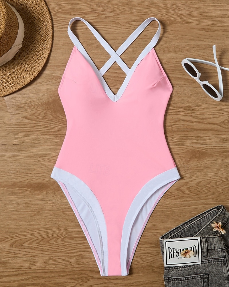 نسائي ملابس السباحة قطعة واحدة ملابس السباحة قطعة واحدة بملابس داخلية بقع بدون ظهر العطلة ملابس الشاطئ ألوان متناوبة يغرق بدون كم بدلة سباحة 2026 - $21.99 –P10