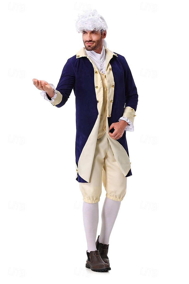 250-årsjubileum USA Rokoko Barock Kläder Lång ärm George Washington Alexander Hamilton Koloniala kostymer Maskeradkläder Herr Karnival Självständighetsdagen 4 juli Vuxen Kappa Byxor Krage 2026 - $60.99 –P5