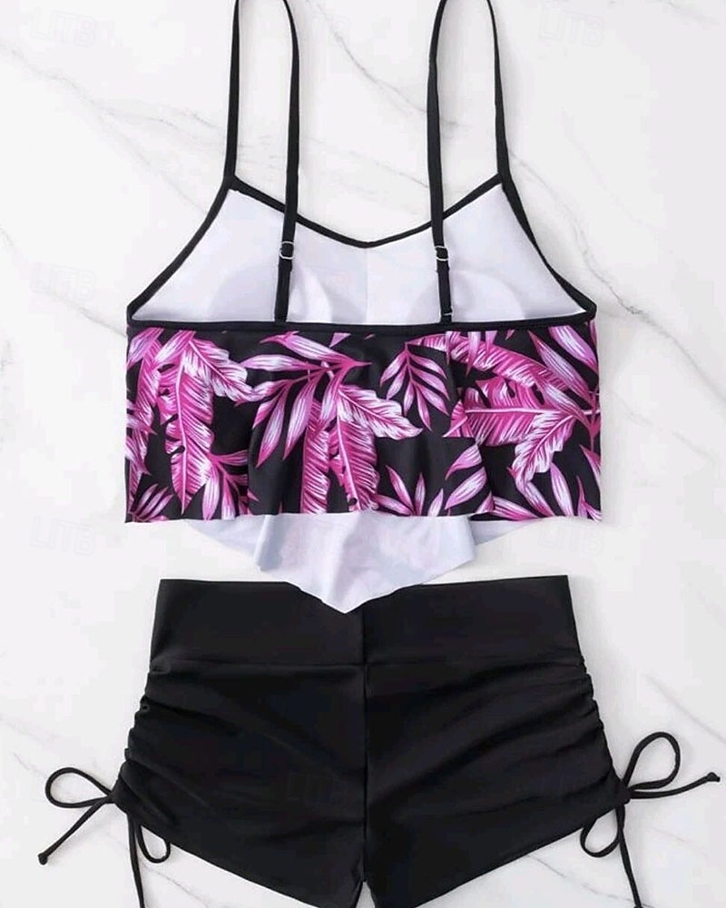 Damskie Strój kąpielowy Tankini 2-częściowa Tropikalny Ultra lekki (UL) Elastyczny Bez rękawów Kąpielówki Surfing Nurkowanie z rurką Lato 2026 - $18.99 –P10