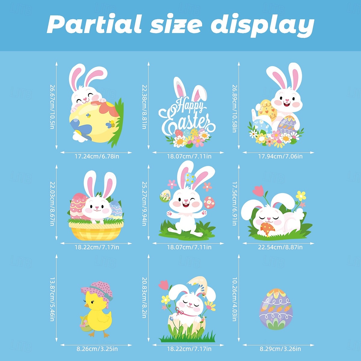 9 ark påskeklistremerker til vinduer, søt statisk klistremerke med kanin og egg til vinduer og glassutstillinger 2026 - $9.99 –P3