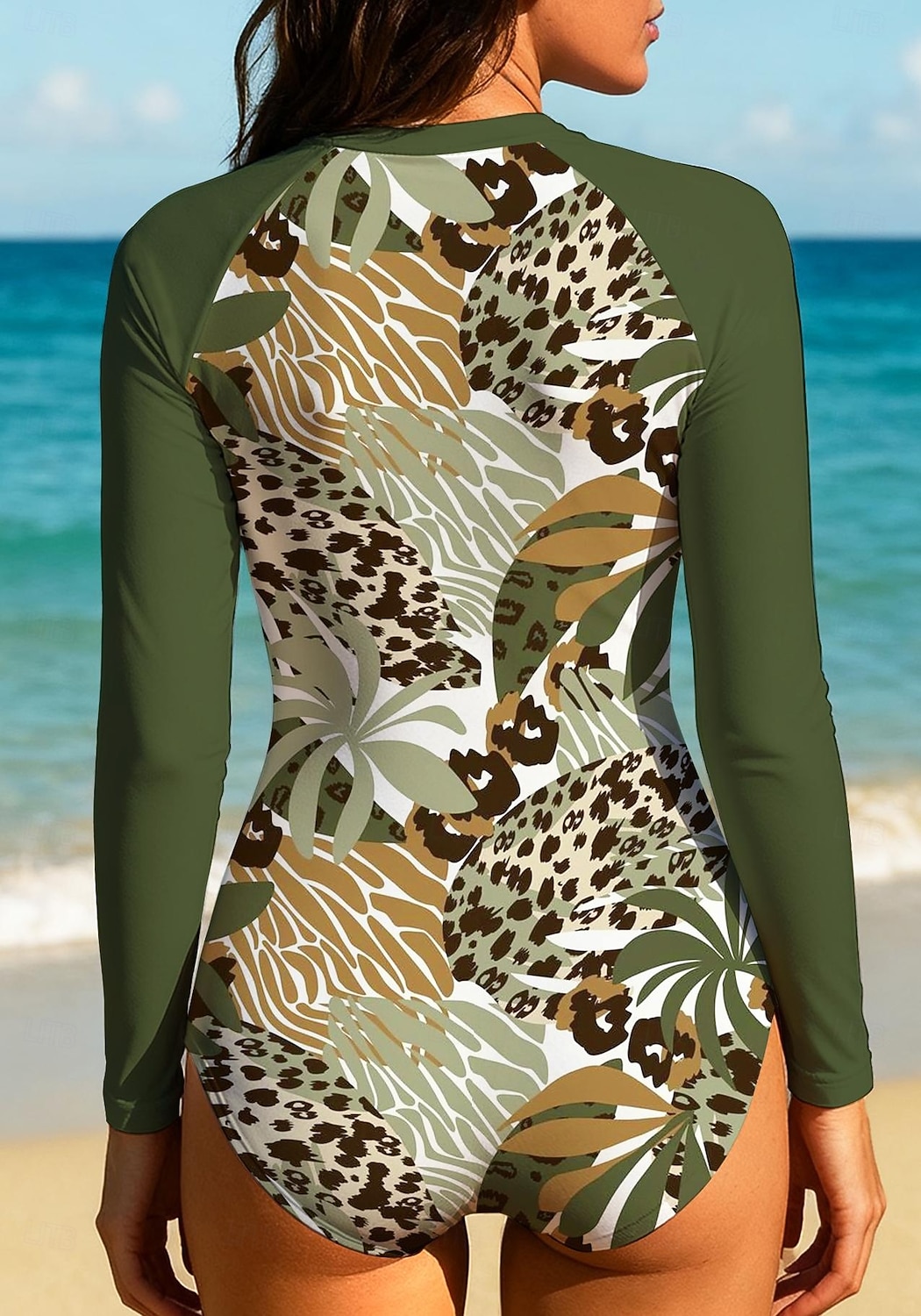 Dámské Ochrana proti vyrážce Plavky Sada plavek Leopard Geometrický Tropický vzhled Zapni UPF50+ Rychleschnoucí Lehká váha Dlouhý rukáv Triko na plavání Surfování Plážové Vodní sporty Léto 2026 - $30.99 –P2