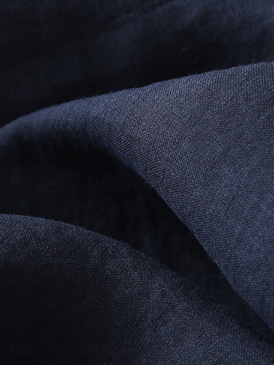 Mulheres Blusa Linho de algodão sintético Bordado Botões Côr Sólida à moda Básico Casual Manga Longa Gola Alta Tops regulares Diário Branco Azul Marinha Verão Primavera de 2026 por $31.99 –P4