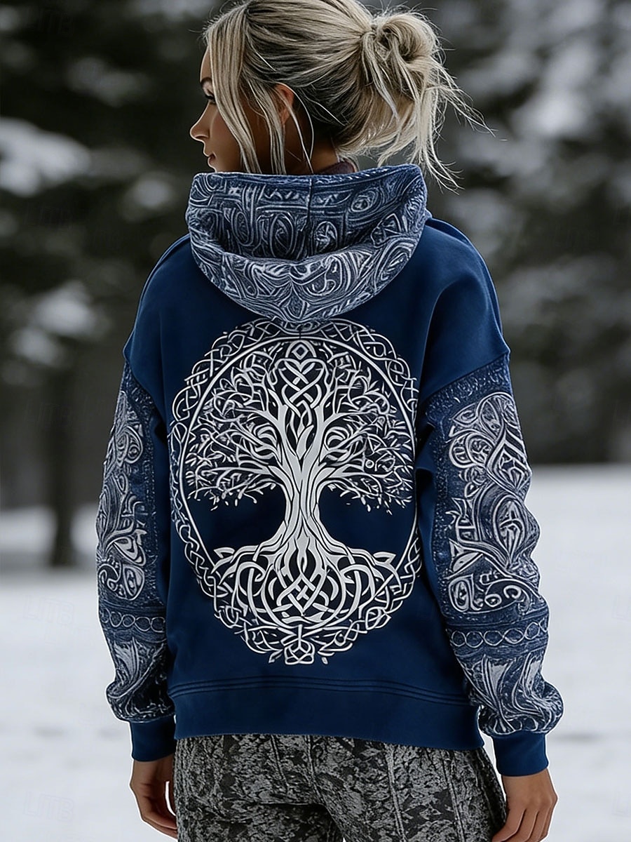 Femmes Sweat à capuche Imprimé Graphique Géométrique Tribal Occasionnel manche longue À capuche Hauts Réguliers Occasionnel Tenue de soirée Rue Bleu Rose Claire Printemps Automne Hiver de 2026 ? $35.99 –P1
