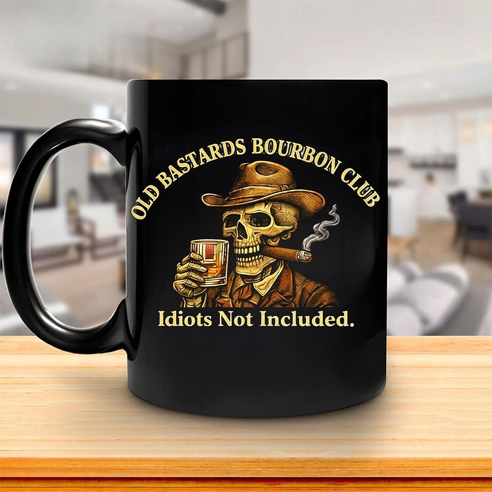 Old Bastards Bourbon Club-mugg, "Bourbon fixar nästan allt – idioter ingår inte" whiskymugg, vintage bourbonälskare-gåva 2026 - $16.99 –P4