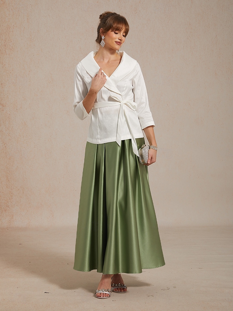 Dámské Saténové sukně Elegantní Maxi Středně vysoký pas Sukně Lehce elastické Koktejlový večírek Svatba Host Mechově zelená Léto Satén 2026 - $72.99 –P7