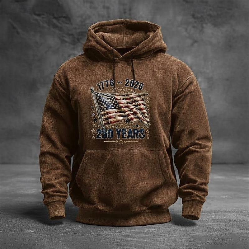 Herren Grafik Amerikanische US-Flagge Kapuzensweatshirt Pullover-Hoodie Bedruckter Hoodie Mode Streetwear Täglich Vintage-Retro Langarm Mit Kapuze Outdoor Streetwear Urlaub Rote Braun Grün Dunkelgray 2026 - $31.99 –P2