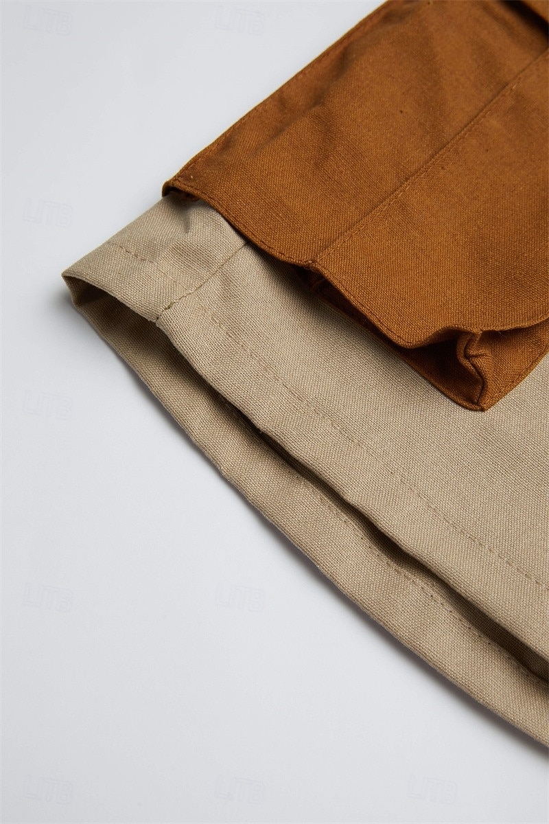 Per uomo Pantaloncini cargo Shorts Shorts di Lino Pantaloncini Estivi Shorts da Spiaggia Patchwork Tasca Blocco di colori Comodità Traspirante Lunghezza al ginocchio Casuale Quotidiano Ferie Vacanza del 2026 a $25.99 –P14
