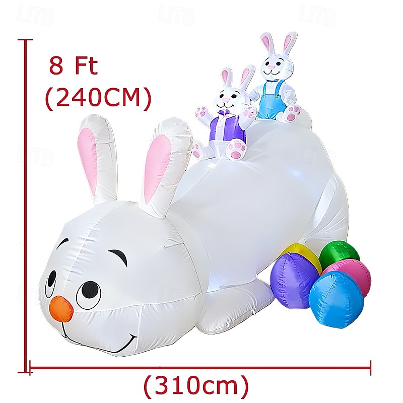 Nafukovací velikonoční dekorace s LED světly 2,4 m/8 stop, králíček, velikonoční vajíčko, vnitřní/venkovní, nádvoří, zahrada, trávník, párty, slavnostní atmosféra, dekorativní světla, rekvizity 2026 - $131.99 –P1
