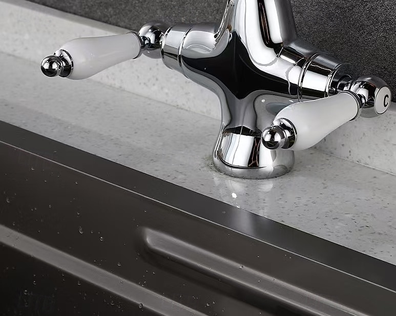 Waschbeckenarmatur - Klassisch Antikes Messing Mittelset Zwei Griffe Ein LochBath Taps 2026 - $178.99 –P9