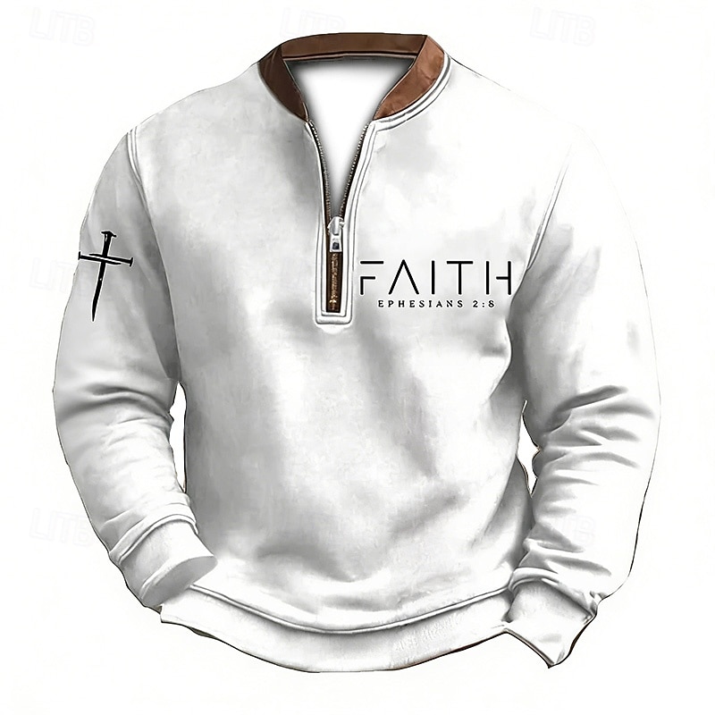 Pánské Mikina Čtvrtletní mikina na zip Černá Bílá Armádní zelená Námořnická modř Hnědá Poloviční zip Barevné bloky Písmeno Haç Poloviční zip Tisk Denní Sporty a outdoor Dovolená Polyester Vinobran 2026 - $15.49 –P1