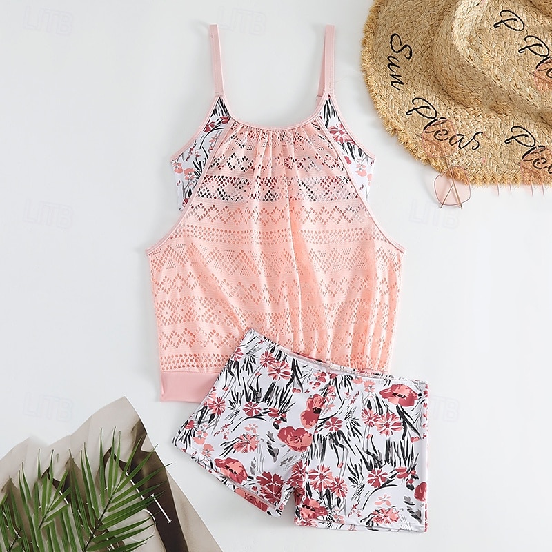 Mujer Traje de baño con estampado floral Traje de baño Tankini Floral Elástico Sin Mangas Bañadores Surf Playa Vocación Verano 2026 - $22.99 –P7
