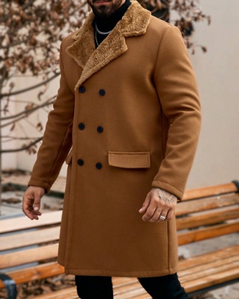 Miesten Talvitakki Fleecetakki Päällystakki Pitkä trenssitakki Trenssitakki Päivittäin ulko- Syksy Talvi Polyester Pidä lämpimänä Päällysvaatteet Vaatetus Klassinen Vapaa-aika Tavallinen Tasku 2026 - $54.99 –P7