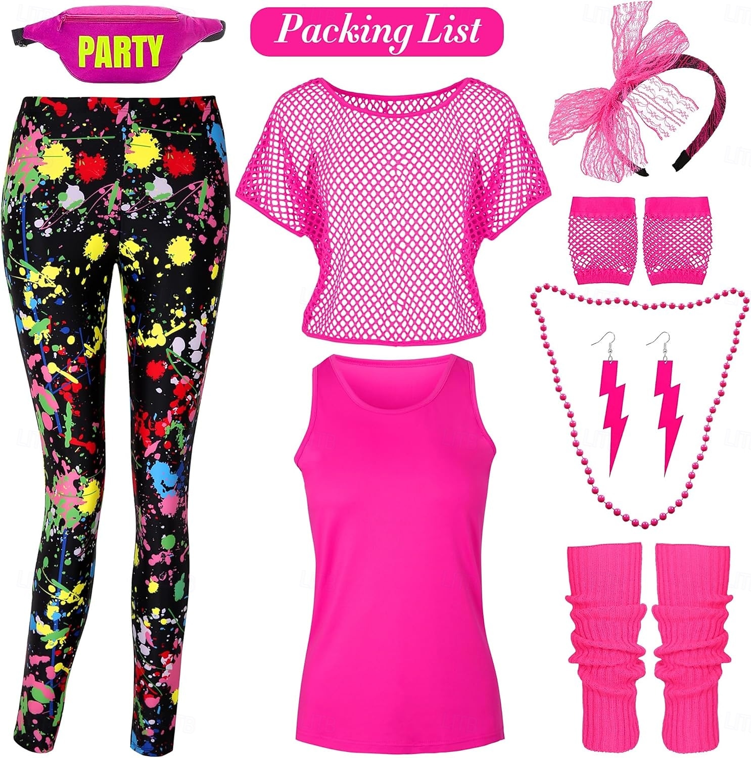 דִיסקוֹ שנות ה-80 תלבושות חולצה חותלות עם אביזרים רטרו תחפושות בגדי ריקוד נשים תחפושת קרנבל נשף מסכות מסיבה וערב מצעד הגאווה חודש הגאווה מבוגרים חולצה עוד אביזרים חותלות 2026 - $64.99 –P4