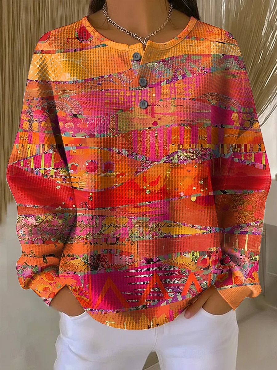 Γυναικεία Φούτερ πουλόβερ Κουρελού Γεωμετρικό Ριγέ Καθημερινό Μακρυμάνικο Στρογγυλή Λαιμόκοψη Κανονικά μπλουζάκια Causal Καθημερινή Ένδυση Ρουμπίνι Πορτοκαλί Χακί Άνοιξη Φθινόπωρο 2026 - $28.99 –P2