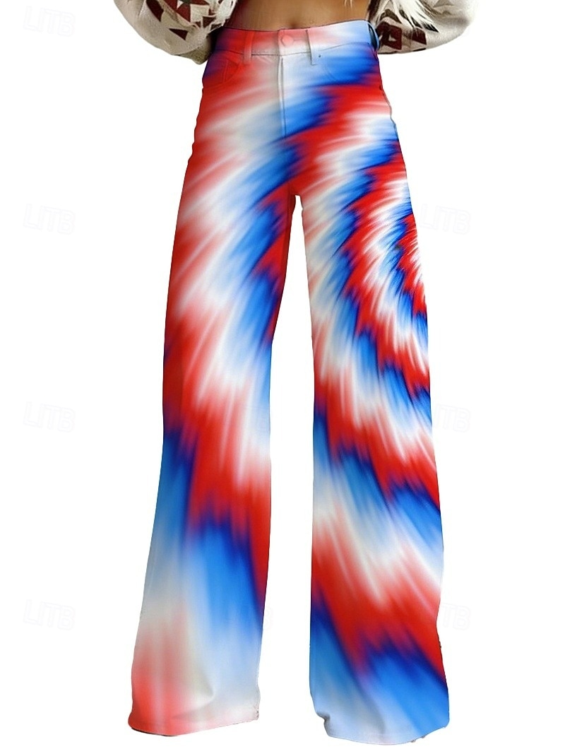250th Anniversary USA Retro Vintage 1970s Pants Wide Legged Pants Hippie Disco High Waist Fancy Dress Women's Masquerade 4th of July Party Independence Day Adults' Pants 2026 - $32.99 –P2