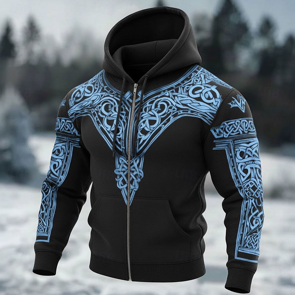Per uomo Illusione ottica Celti Felpa con Cappuccio Giacca di pelle Felpa Vichingo 3D Fantasia Stampa su tutta la superficie Manica Lunga Con cerniera Abbigliamento casual alla moda Vacanza Uscire del 2026 a $32.99 –P3