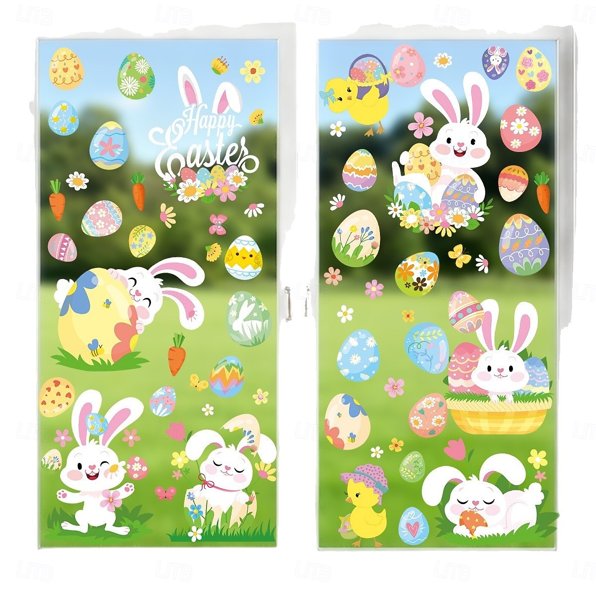 9 ark påskeklistremerker til vinduer, søt statisk klistremerke med kanin og egg til vinduer og glassutstillinger 2026 - $9.99 –P4