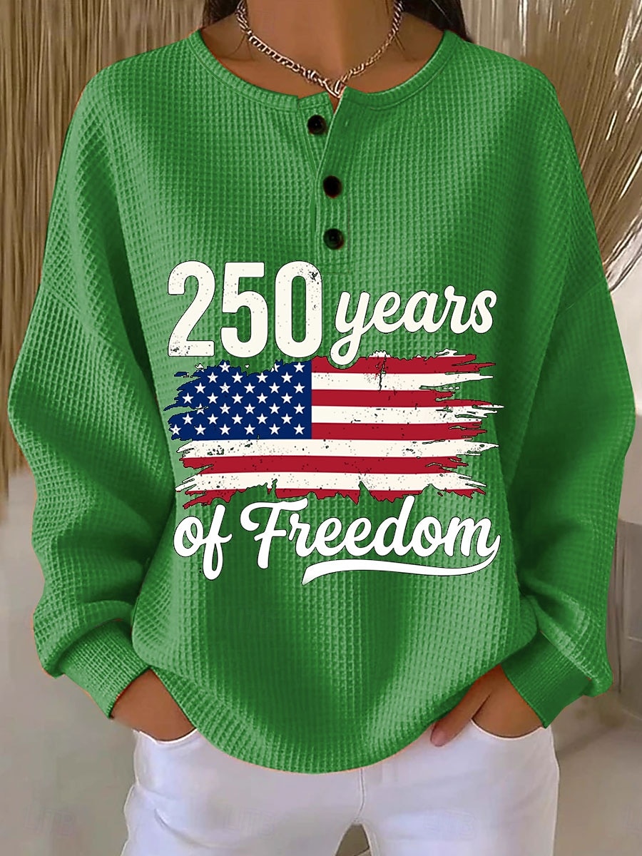 Día de la Independencia Aniversario Americano Patriótico Sudaderas con Capucha de Mujer Gráficas Letras Moda Casual Impresión de Manga Larga Cuello Redondo Calle Casual Botones Azul Negra Roja 2026 - $28.99 –P4