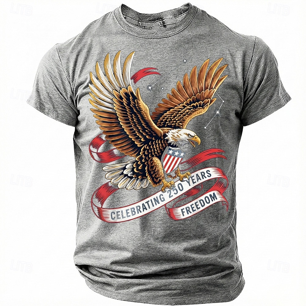 4 juli 2026 250:e minnesdagen Herr 3D Print USA-flagga Rund hals Kort ärm T-shirt Dagligt Street 2026 - $22.99 –P1