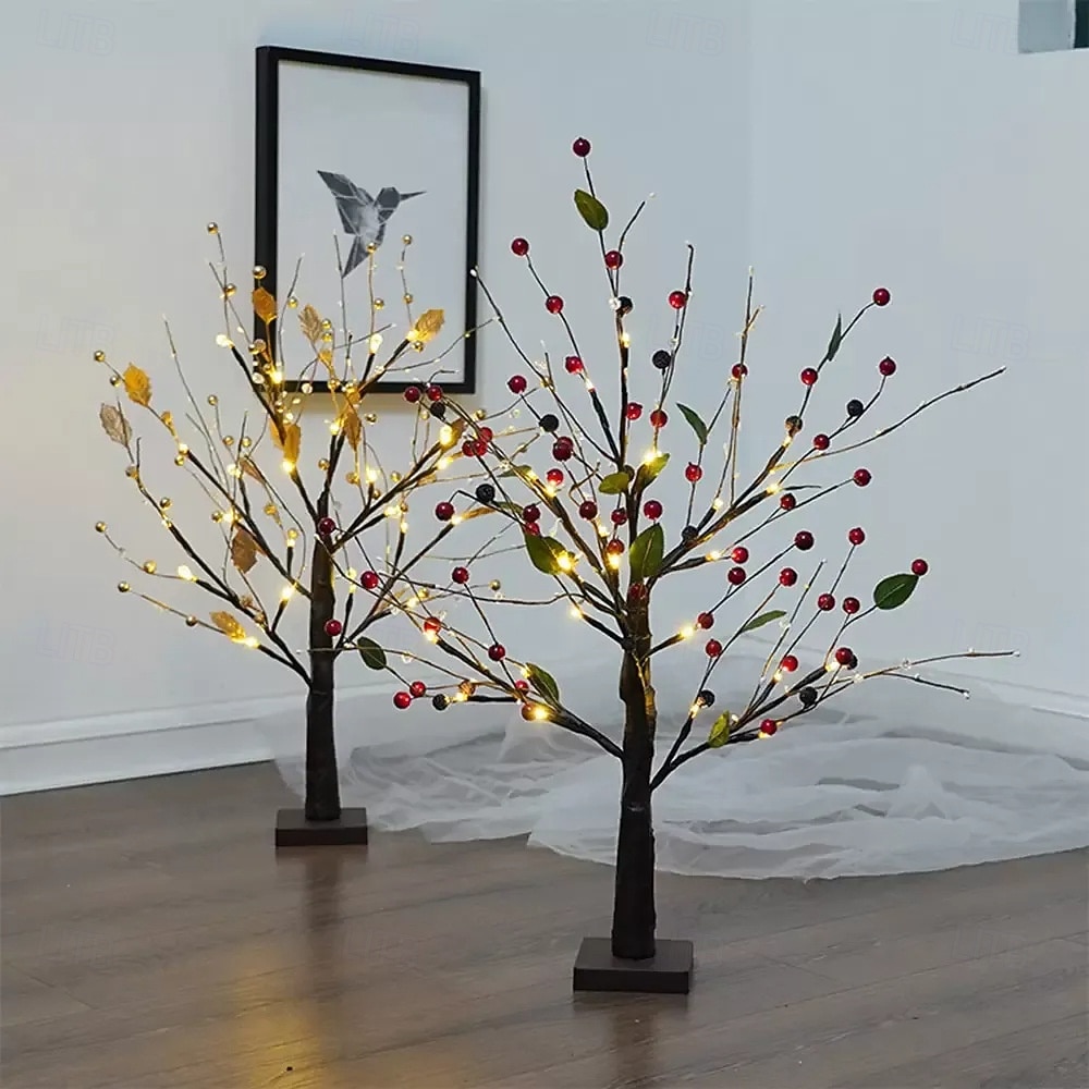 Arbre lumineux LED doré en forme d'arbre à fruits, 53 cm, fonctionne avec des piles AAA. Idéal pour une chambre, une tête de lit, un salon, une salle à manger ou une ambiance festive. Décoration de 2026 ? $23.99 –P1
